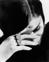Model wearing a ring made by the jeweller Giulio Veronesi, Bologna