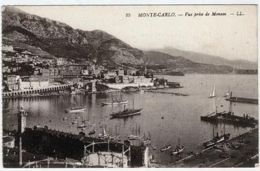 Monte Carlo (Monte-Carlo): View of the city taken from Monaco - Postcard end 19th-20th century
