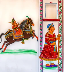 Mural painting in the old town, Udaipur, Rajasthan, India