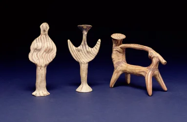 Mycenaean Group: Two Phi-Figures, a Cart with a Rider Under a Parasol