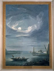 Night scene with the fishermen. Fresco of the Sala del Consiglio