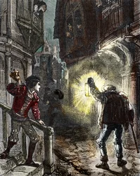 Night watchmen watch the streets of Paris in the Middle Ages and Renaissance
