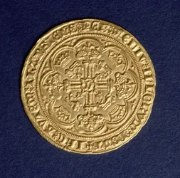 Noble of Edward III reverse showing a cross pattern, Calais mint, introduced 1344