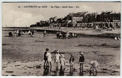 Langrune sur Mer: A Group of Children Playing on the Beach