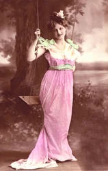 On the swing: postcard fantasy 1910