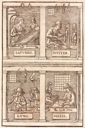 Goldsmiths & Silversmiths Alchemical symbolism: Saturn and lead, Jupiter and tin, the Moon and silver, the Sun and gold