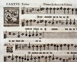 Page of musical score of In nomen domini psalm by Tomas Luis de Victoria