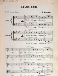 Page of musical score of Psalm 23, op 132, D 706 by Franz Schubert