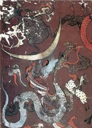 Painting of the Moon and a dragon, China, early 1st century BC