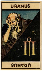 Astrology. Uranus (planet). Astrologic card from: Le Tarot Astrologique, by Georges Muchery, France