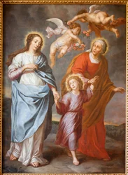 Parish church (Parochiale kerk Sint-Dionysius van Lede). Interior. North aisle. The altar. The Holy Family.