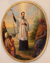 Parish Church (Parochiale Kerk Sint-Dionysius van Lede). Interior. Painting as an Oval Medallion. A Saint as a Missionary