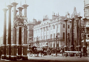 Park Lane being decorated for Queen Victoria