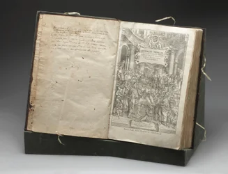Woodcut of Andreas Vesalius dissecting a cadaver