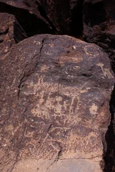 Petroglyphs depicting animals and figures - Petroglyph National Monument - Albuquerque, New Mexico, USA (USA)