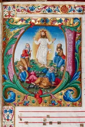 Piccolomini Library: choir book, cod. 29.13, ff. 30r with 