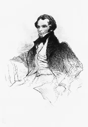Portrait of Prosper Merimee (1803-1870), French writer, playwright, historian, and archaeologist, engraving from Prosper Merimee, Ses portraits, ses dessins, sa bibliotheque, by Maurice Tourneux