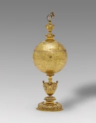 Rare Continental globe cup, North German or Flemish, c.1600