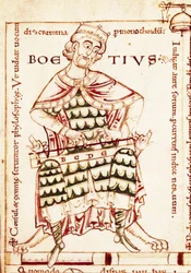 Representation of the Latin Philosopher Boece (Anicius Manlius Severinus Boetius or Boethius) (480-524) Holding a Musical Instrument (Musical Study)