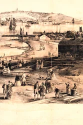 Right Quarter (Detail) of Engraving of Portland Harbour
