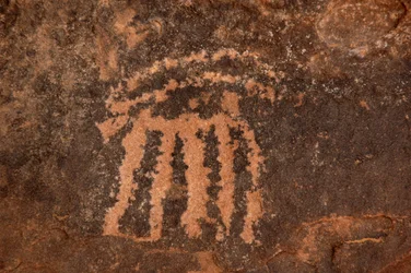 Rock Art, Prehistory: Engraving of an Oryx Antelope in the Uweinat Massif, Egypt (8000 to 3000 BC)
