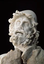 Roman art: group of Polyphemus blinding: Head of Ulysses - Marble sculpture, 1st century BC or AD - Sperlonga, National Archaeological Museum