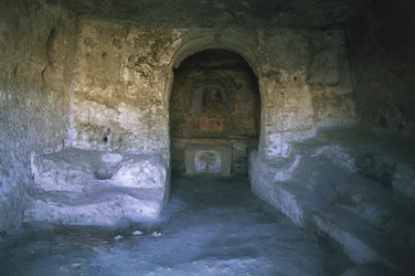 Ruins of a church, Rocky Church, Matera, Basilicata, Italy