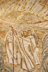 Saint-Maurice Abbey Basilica: Mosaic by Madeleine Diener of Moses and the Hebrews Crossing the Red Sea, Saint-Maurice, Switzerland