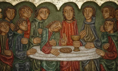 Saint-Samson Cathedral Main Altar Sculpture: The Last Supper (Claude Gruer 1980), Dol-de-Bretagne, France