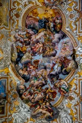 San Benedetto church, Catania, Sicily. Ceiling fresco detail (18th century).
