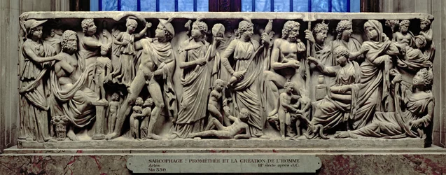 Sarcophagus with Relief Depicting Prometheus and the Creation of Man, Roman