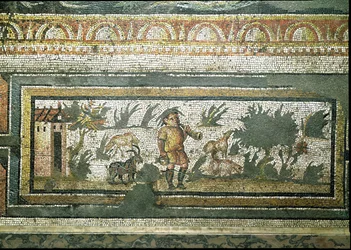 Scene of a goatherd with his goats (detail)