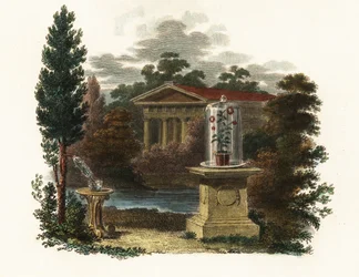 Scientific Inventions of Stephen Hales in a Garden (engraving)