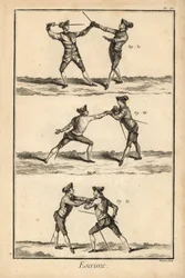 Second position of the disarm in tierce, disarm on the carte or seconde thrust, and second position of the disarm on the carte