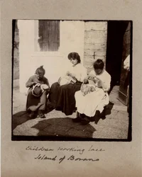 Small Trades: Young Girls Working Crochet (Embroiderers) on the Island of Burano, Venice (19th Century)