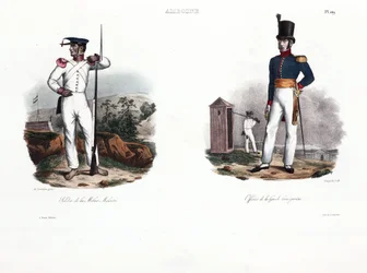 Soldier of the Malay Militia and European Officer, Ambon