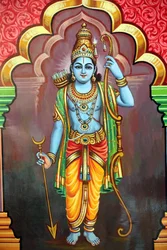 Sri Vadapathira Kaliamman Hindu temple. Avatar of Vishnu. Lord Rama, 7th incarnation. Singapore