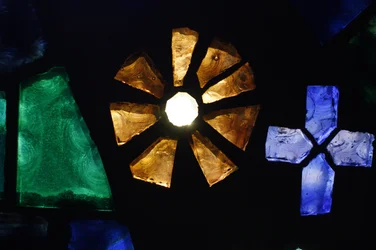 Stained glass in Notre-Dame de Consolation church, Hyeres, France