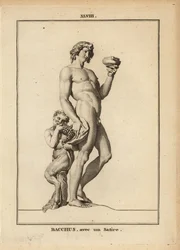 Statue of Bacchus, the Roman god of wine, with a satyr
