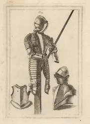 Suit of Tilting Armour with Grand Guard and Lance Rest from the Tower of London 1, Helmet and Grand Guard 2, Breastpiece of a Cuirass 3