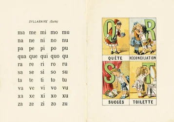 Syllabary and Q R S T - Engraving from ABCD of Little Girls. Pellerin & Cie, Epinal, c.1890
