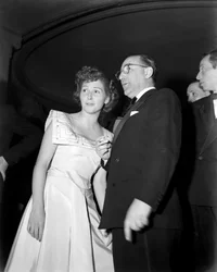 The Director Mario Camerini with the Actress Carla Del Poggio at the Italian Cinema Gala in Rome - 1949