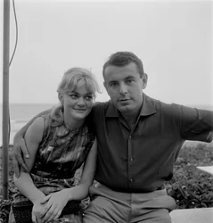 The Director Milos Forman with the Actress Breschova at Venice Lido - 1965