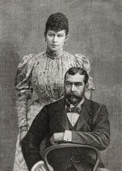 The Duke and Duchess of Cornwall, George V and his wife Mary of Teck