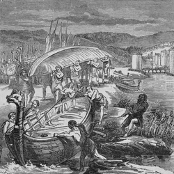 The Vikings Transporting Boats