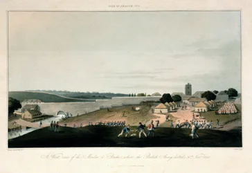 The Île de France (Mauritius), Western View of the Mill in Pondre, Where the British Army Remained Stationed on 30 November 1810. Etching in Colors