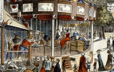 The merry-go-round at the funfair, end of the 19th century