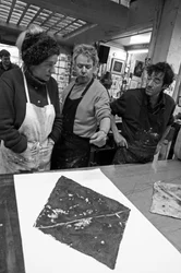 Todd Narbey, New Zealand Painter, Annie-Paule Thorel, French Painter, Nicolas du Mesnil du Buisson, Co-founder of Pasnic Engraving Workshop, Pascal Gauvard, Co-founder of Pasnic Engraving Workshop. Analysis of a Print. Pasnic Engraving Workshop in Paris