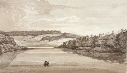 Two Men Rowing a Boat Across a Lake, South Atlantic