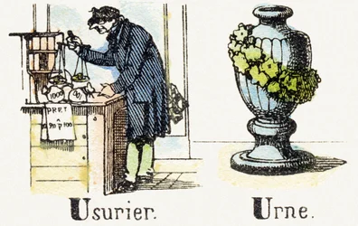 U - Usurer - Urn - Child Entertainment Alphabet c.1890